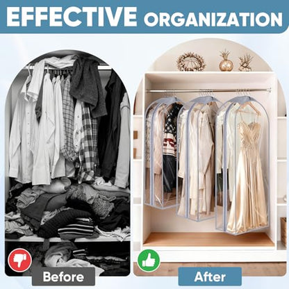 BALEINE 6PK Clear Garment Bags for Hanging Clothes, 40" Dress Suit Bag - color: Clear, size: 40" 10.5" Wide 6PK