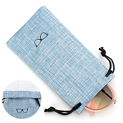 Vemiss Hard Shell Sunglasses Case, Large Linen Fabric Protective Glasses Case for Men Women - color: Blue 1, size: Sunglass Case