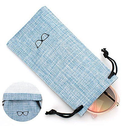 Vemiss Hard Shell Sunglasses Case, Large Linen Fabric Protective Glasses Case for Men Women - color: Blue 1, size: Sunglass Case