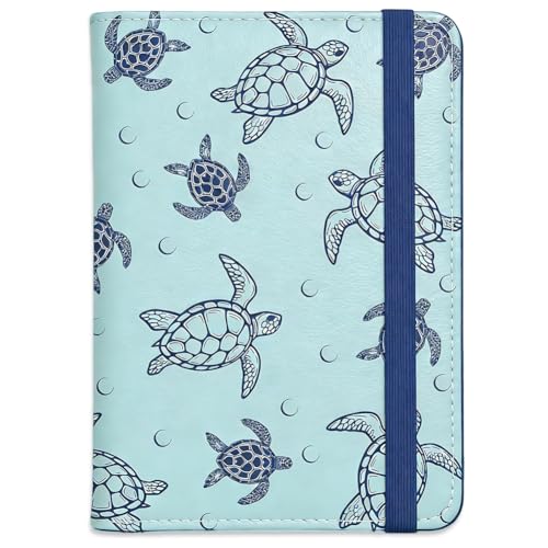 Line Art Sea Turtle Passport Holder for Travel, 5.9" x 4.3" - color: Sea Turtle