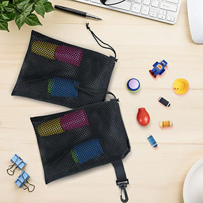 10 PCS With Clips Mesh Drawstring Bags, Portable Nylon Storage Bags for toy,Sports Storage,Outdoor activities etc. (5.9x7.9in) - size: 5.9x7.9in