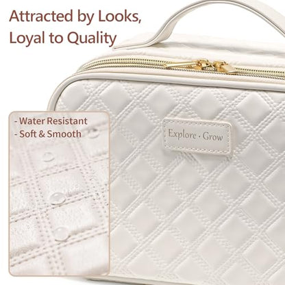 PACKISM Quilted Travel Makeup Bag for Women - Cosmetic Organizer for Travel