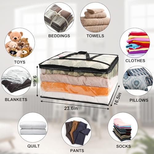 6Pack Clear Blanket Storage Bags Comforter Clothes Storage Moving Bag, 60L - size: 6X60L
