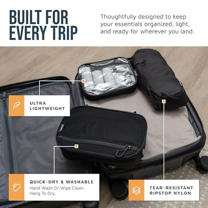TRIPPED Travel Gear 3-Piece Travel Toiletry Bag Set - color: Black Ripstop