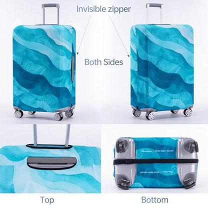 Travelkin 여행 가방 Tsa 승인 여행 가방 커버 프로텍터, Blue Wave. - color: Blue Wave., size: L(26-28inch suitcase)