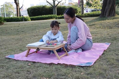 Pocket Picnic Blanket, Compact Lightweight Tarp for Camping - color: Pink/Grey, size: 55"x60"