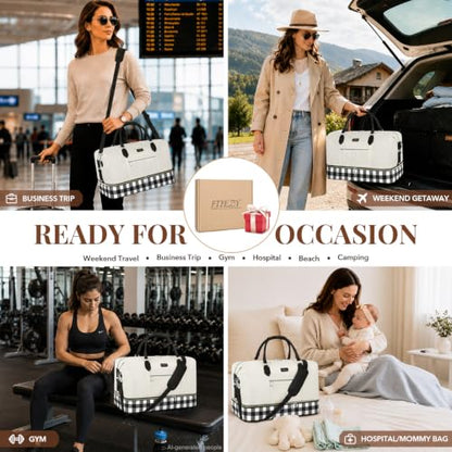 ITIEZY Weekender Bag for Women 21.5" Travel Duffel Large Carry On Bag 3PCS - color: 8d-Black