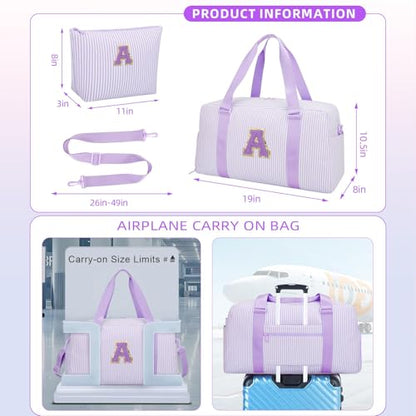 Birthday Gifts for Teen Girls Women, Initial Travel Duffle Bags - color: Purple, style: A