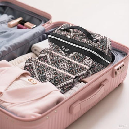 BOYATU Travel Makeup Bag Organizer: Boho Large Capacity Cosmetic Bag Sets - color: 10-Black