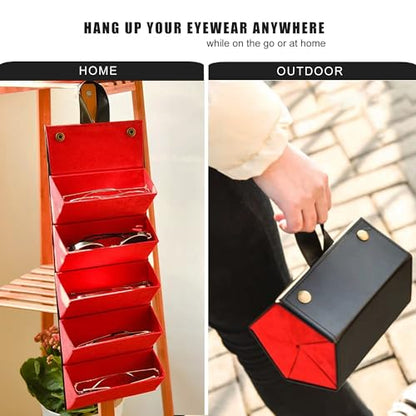 Longjet Sunglasses Organizer Travel Glasses Case Eyeglasses Storage Box - color: Black Red