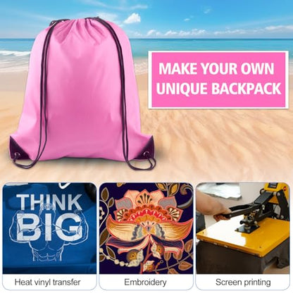 KUUQA 40Pcs Pink Drawstring Backpack Bags Bulk - color: Pink