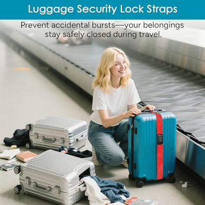 Travel Inspira 2 Pack Luggage Straps for Suitcases with TSA Lock - color: Apple Red