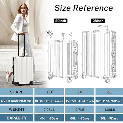 Krute Zipperless Luggage with Spinner Wheels 100% PC Hardside 24in Suitcase - color: White, size: Medium (24 Inch)