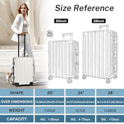 Krute Zipperless Luggage with Spinner Wheels 100% PC Hardside 24in Suitcase - color: White, size: Medium (24 Inch)