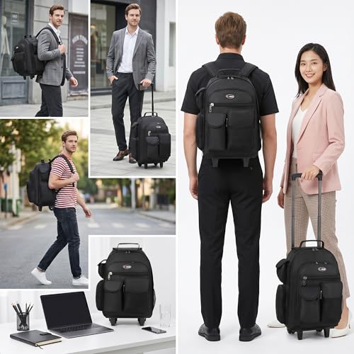 20" 2-in-1,Wheeled Travel Luggage Bag w/Telescopic Handle - color: JH-2560-Black-20