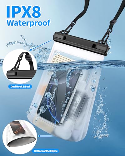 PEDVSTY IPX8 Floating Waterproof Phone Pouch, Extra Large Size - color: Clear White, size: Extra Large (Up to 10.5")