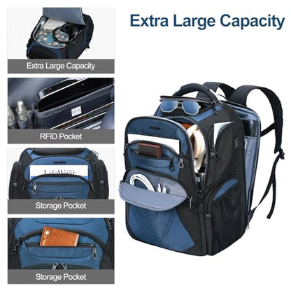 KROSER Travel Laptop Backpack 18.4 Inch XXXL Computer Backpack for Men - color: Black/Haze Blue, size: 18.4 inch