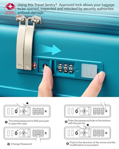 Hanke 28 Inch Expandable Checked Luggage, Large Trunk Luggage - color: Caribbean Blue, size: Expandable 28 Inch