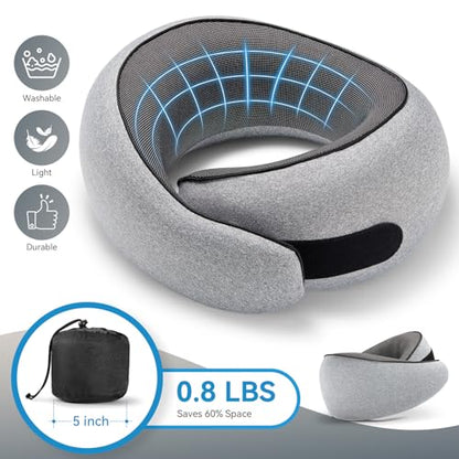 SZXYX Travel Pillows - 100% Pure Memory Foam Neck Pillow for Airplanes