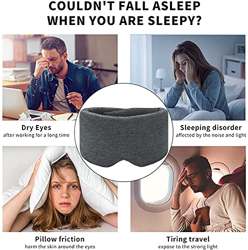 Sleep Mask for Men Women,100% Cotton Sleep Eye Mask with Fully Adjustable Strap, 100% Light Blocking Eye Mask for Sleeping, 0 Pressure Eye Covers for Travel Yoga Nap (Black) - color: Black
