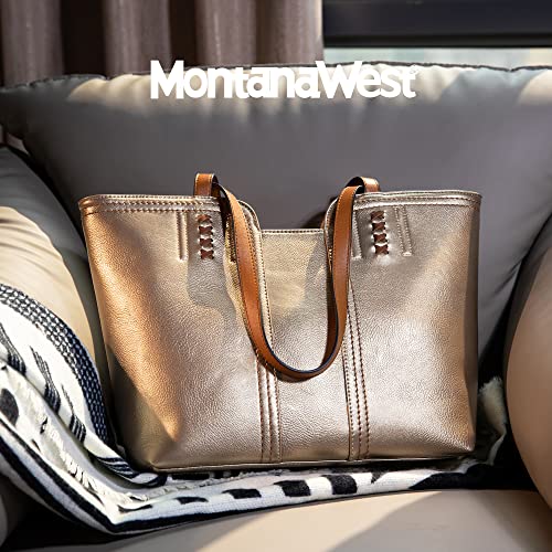 Montana West Tote Bag for Women Top Handle Satchel Purse - color: Light Gold