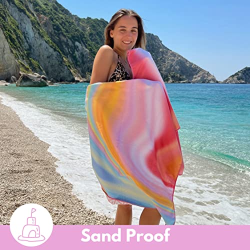 ECCOSOPHY Microfiber Beach Towel - Quick Dry, Sand Free and Oversized 71x35 - color: Maldives