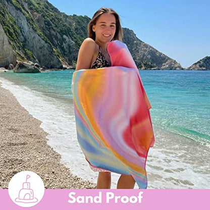 ECCOSOPHY Microfiber Beach Towel - Quick Dry, Sand Free and Oversized 71x35 - color: Maldives