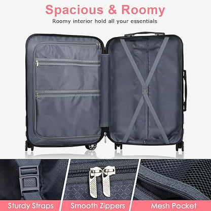 Luggage Sets Hardside Lightweight Suitcase with Spinner Wheels TSA Lock, 3-Piece Set (20/24/28) - color: Pink