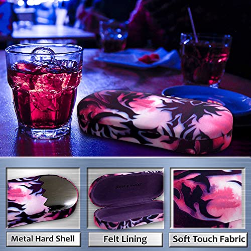 MyEyeglassCase Hard Shell Glasses case, Medium Eyeglasses Holder, Easy Open Lip for Men Women, Portable Sleeve Pouch & Cloth - color: Damask Paisley