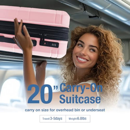 Carry On Luggage 22x14x9 Airline Approved,Hardshell Suitcase,20 Inch,Pink - color: Pink