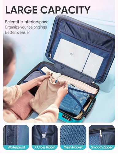 Tolino Checked 24 In Expandable Luggage Hardside Suitcase with Wheels - color: Ice, size: M(24 In)