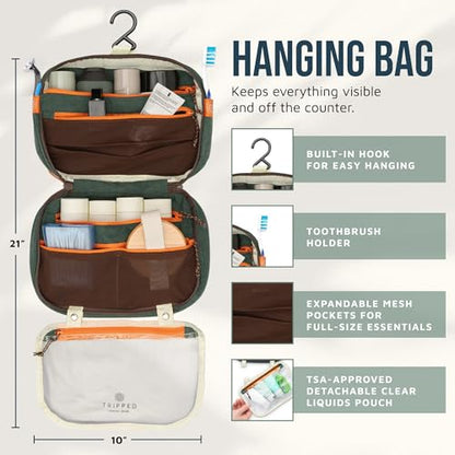 TRIPPED Travel Gear 3-Piece Travel Toiletry Bag Set - color: Green