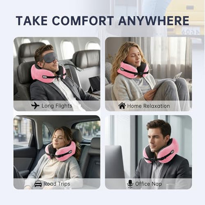 Neck Pillow Travel Pillow Memory Foam Adjustable Clasp for Airplane - color: Pink