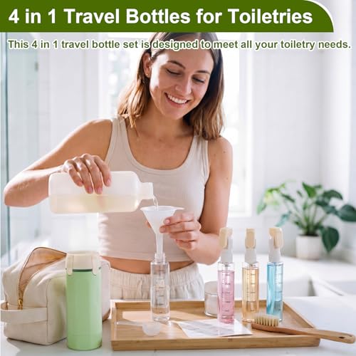 Domensi 2 Pack 4 in 1 Travel Dispenser, Green - color: Green