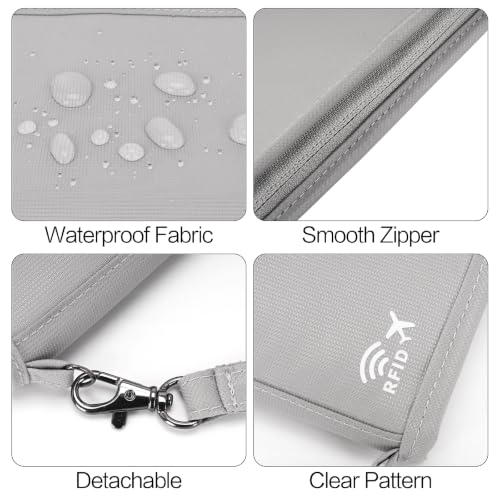 Neck Wallet Lightweight RFID Blocking Waterproof Travel Pouch Passport Wallets for Women Men - color: C-Grey