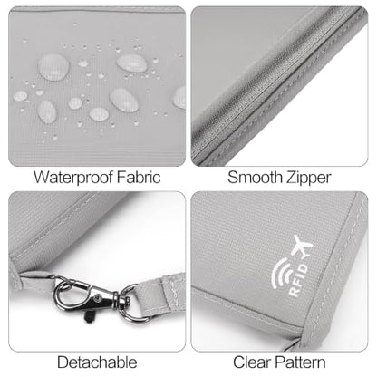 Neck Wallet Lightweight RFID Blocking Waterproof Travel Pouch Passport Wallets for Women Men - color: C-Grey