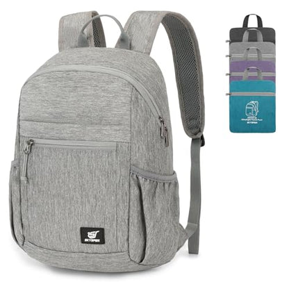 SKYSPER Anti Theft Hiking Backpack, 18L RFID Packable Travel Daypack, Lightweight Foldable Back Pack for Walking Daytrip - color: Grey, size: Small