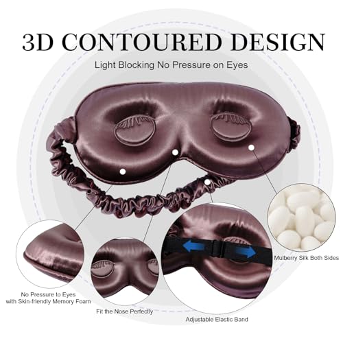 ZIMASILK Adjustable 22 Momme 100% Pure Mulberry Silk Sleep Mask - color: Plum Wine-adjustable