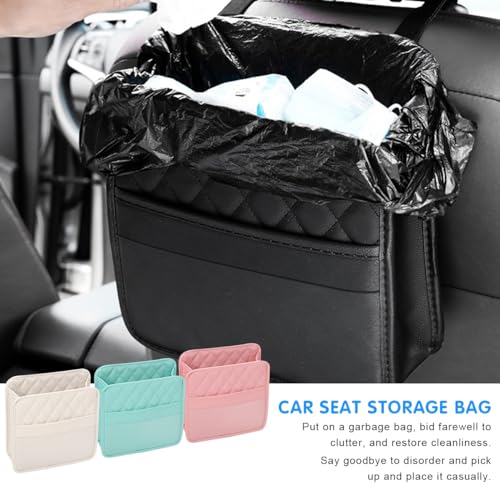 Mandark PU Leather Car Seat Back Organizer, Beige - color: Beige