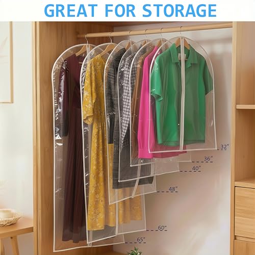 All Clear Garment Bags for Travel - 32”PEVA Waterproof Suit Cover with Zipper for Hanging Clothes, Shirts, Sweaters - Durable Dresser for Closet Storage, Dustproof & Moisture Resistant - 32”/2 Pack - size: 32" -2 Pack
