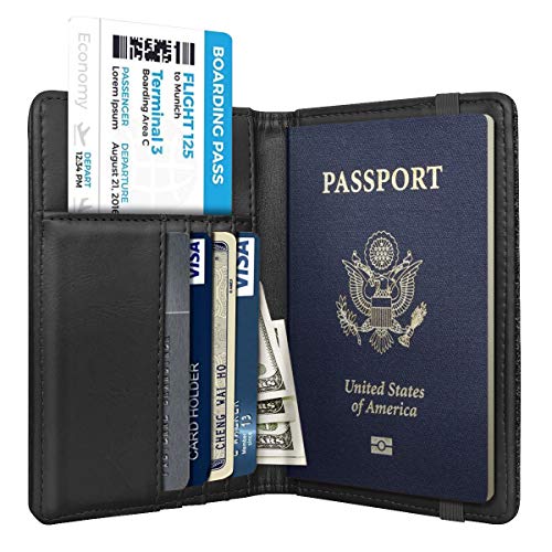 Coco Rossi Passport Holder for Travel Men Slim RFID Passport Cover Wallet - color: Carbon Fibre