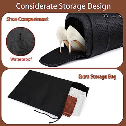 Convertible 2-in-1 Garment Bags for Travel with Waterproof Shoe Compartment - color: C-black Diamond