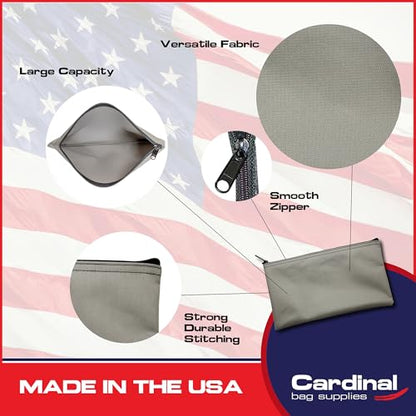Cloth Zipper Pouch 2-Pack, Gray, 11 x 6 inches - color: Gray