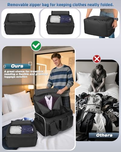 Smasrob 50L Convertible Garment Duffle Bag Backpack with Removable Bag