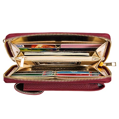 Small Crossbody Purse Cell Phone Wristlet Wallet for Women RFID - color: Wine