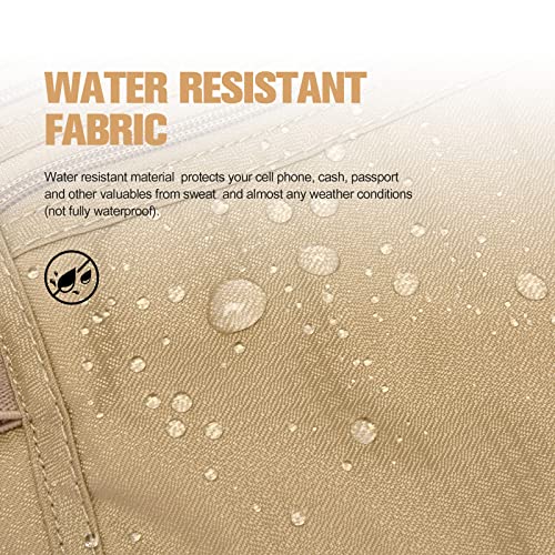 Unisex Money Belt with RFID Blocking Sleeves, Slim Passport Holder RFID Blocking Travel Essentials, Waist Pouch to Protect Cash, Beige & 6 Sleeves - color: Beige & 6 Sleeves, size: Medium