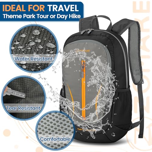 ZOMAKE Lightweight Packable Backpack 25L, Foldable Hiking Daypack - color: Black&medium Grey