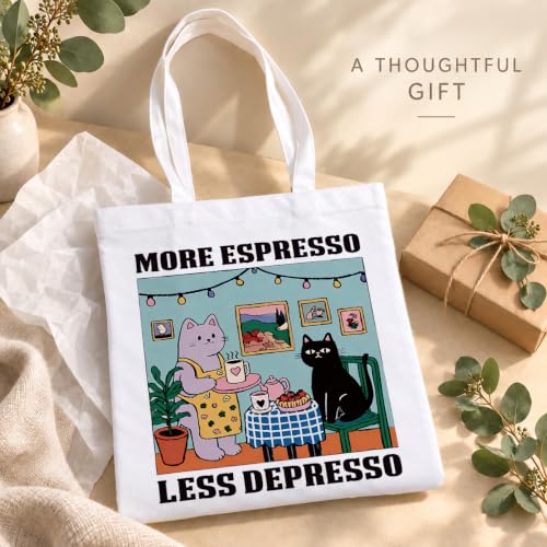 Funny Canvas Tote Bag, Reusable Playful Shoulder Bag, Whimsical Carryall for Shopping Commute Beach - color: Coffee 04