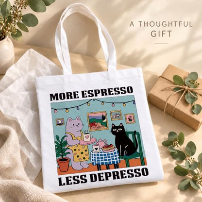 Funny Canvas Tote Bag, Reusable Playful Shoulder Bag, Whimsical Carryall for Shopping Commute Beach - color: Coffee 04