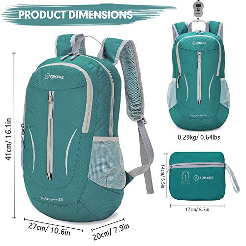 ZOMAKE Lightweight Packable Backpack 25L, Foldable Hiking Daypack - color: Army Green